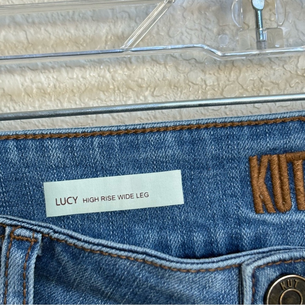 KUT from the Kloth Lucy High Rise Wide Leg Jeans Women’s 8 Blue Double Button - Picture 5 of 11